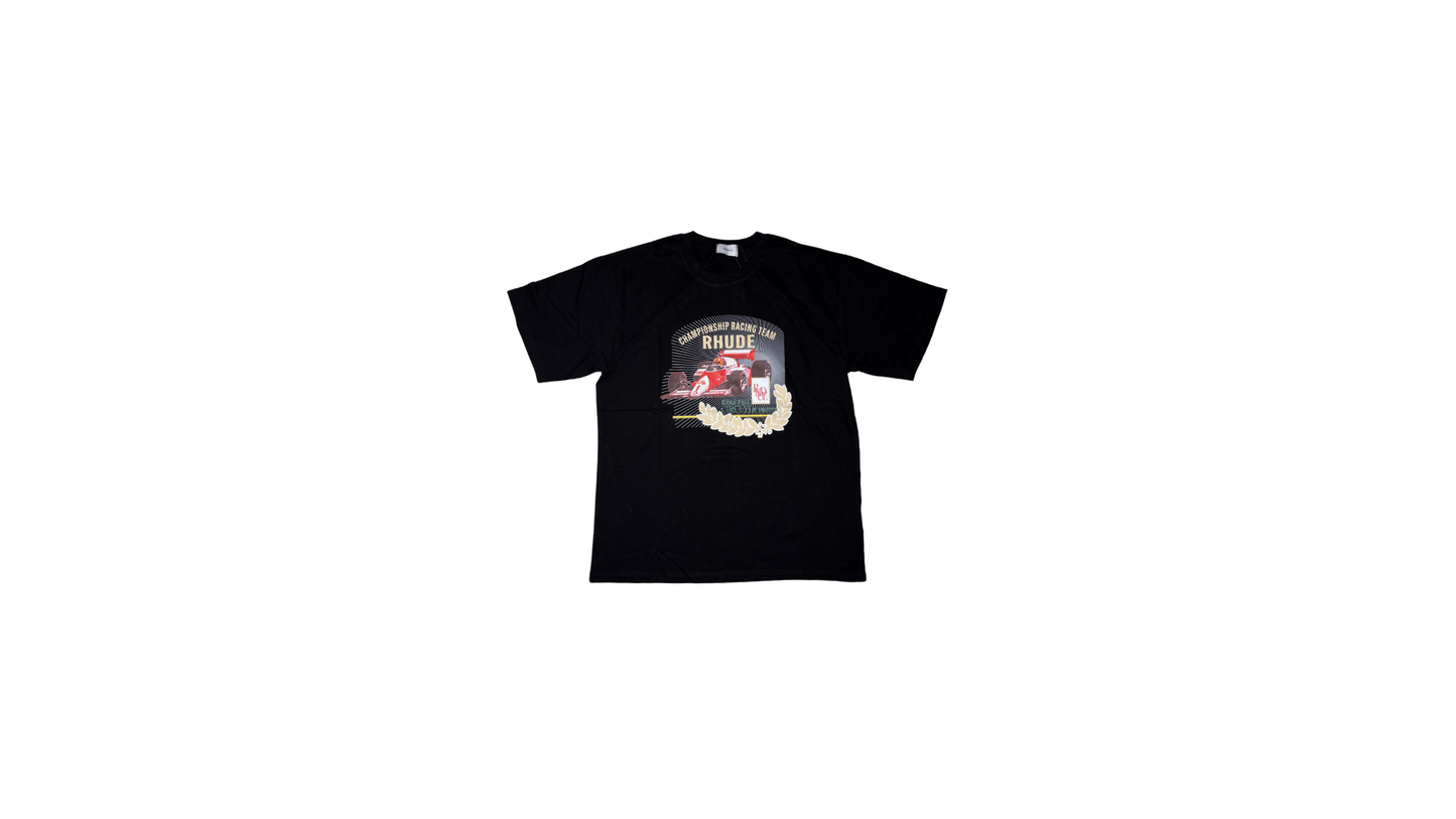 RHUDE BLACK TEE FORMULA 01